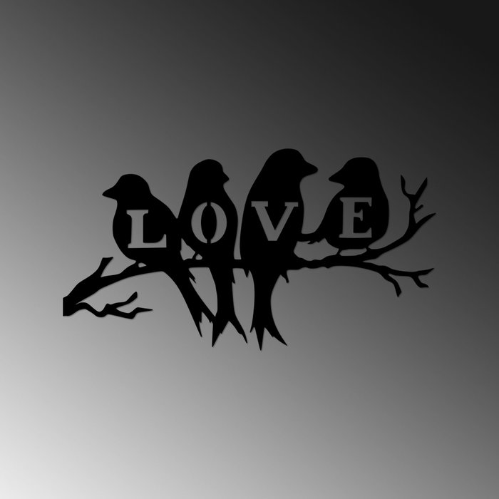 Wallity Birds Love - 522 Accesorio de Pared de Metal Negro
